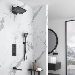 Душевая система для ванны с термостатом Vincea VSFW-433TI4MB, чёрный матовый - фото 