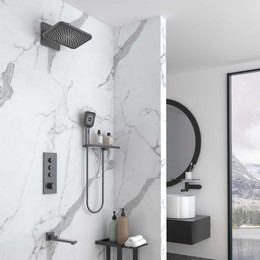 Душевая система для ванны с термостатом Vincea VSFW-433TI4RGM, вороненая сталь - фото 