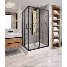 Душевое ограждение Parly 100х80 см QZ81B, чёрный/прозрачное - фото 