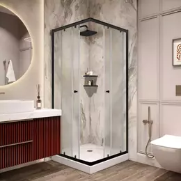 Душевое ограждение Parly 80х80 см ZFQ81B, чёрный/матовое - фото 