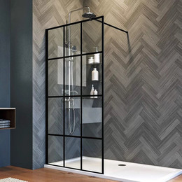 Душевая перегородка Veconi Korato 90 см KR80-90-01-C8 (стекло 8 мм) с кронштейном в комплекте, чёрный/прозрачное - фото 