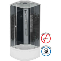 Душевая кабина Niagara Eco 100x100 см NG-7509-14BLACK, хром матовый/узор (безсиликоновая сборка) - фото 