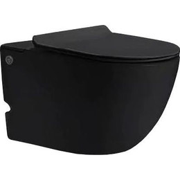 Унитаз подвесной безободковый с импульсным смывом SantiLine SL-5031MB (в комплекте с инсталляцией) чёрный, Цвет производителя: чёрный - фото 