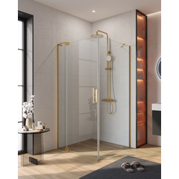 Душевое ограждение Cezares SLIDER-AH-1-90-90/100-C-BORO 90-100x90 см (стекло 8 мм) брашированное золото/прозрачное - фото 