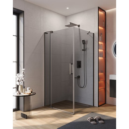 Душевое ограждение Cezares SLIDER-AH-1-90-90/100-GRIGIO-GM 90-100x90 см (стекло 8 мм), оружейная сталь/тонированное - фото 