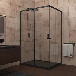 Душевое ограждение Veconi Rovigo 90x80 см RV14-9080-01-C5, чёрный/прозрачное - фото 