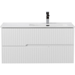 Тумба подвесная с раковиной Cezares DUET-N-1000-2C-SO-BL-R 100 см (раковина CZR-8095-100-R) bianco lucido - фото 