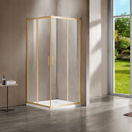 Душевое ограждение Vincea Garda 90x90 см VSS-1G900CLG, брашированное золото/прозрачное - фото 