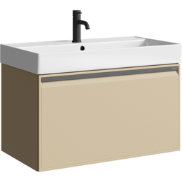 Тумба подвесная с раковиной Aqwella Pure 80 см PUR0108KS, капучино светллый, Цвет фасада: бежевый - фото 