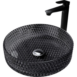 Раковина-чаша прозрачная Abber Glas 39 см AK2301B, чёрный - фото 