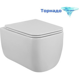 Унитаз подвесной безободковый BelBagno BB076CH-TOR/SC (система смыва торнадо) с крышкой микролифт - фото 
