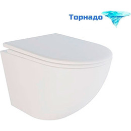 Унитаз подвесной безободковый Veconi Moro VMO-48T (Система смыва торнадо) с крышкой микролифт, Цвет производителя: белый - фото 