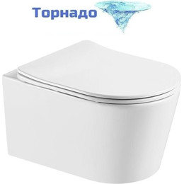 Унитаз подвесной безободковый Aquatek Оберон AQ1365T-00 с тонкой крышкой микролифт (Система смыва торнадо) - фото 