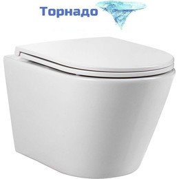 Унитаз подвесной безободковый Aquatek Вега AQ1904T-00 с тонкой крышкой микролифт (система смыва торнадо) - фото 