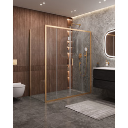Душевое ограждение Cezares 170x90 см MOLVENO-AH-2/1-170/90-C-BORO-IV, брашированное золото/прозрачное - фото 