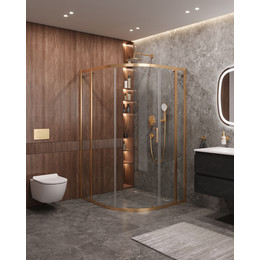 Душевое ограждение Cezares 120x110 см MOLVENO-RH-11-120/110-C-BORO-IV, брашированное золото/прозрачное - фото 