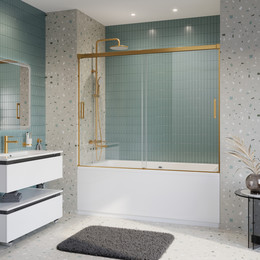 Шторка для ванны Cezares 180 см TANDEM-SOFT-VF-2-180/145-C-BORO-IV, брашированное золото/прозрачное - фото 