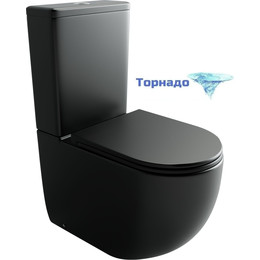 Унитаз-компакт Ceramicanova Metropol CN4001TMB с тонкой крышкой микролифт (система смыва Торнадо) чёрный матовый - фото 