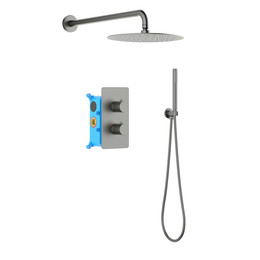Душевая система для душа Aquatek Европа AQ1376BGM (со скрытой частью) оружейная сталь, Цвет производителя: оружейная сталь - фото 