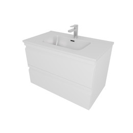 Тумба подвесная с раковиной-столешницей Aquatek 80 см AQ77080-MW, белый матовый - фото 
