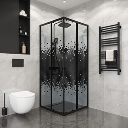 Душевое ограждение Niagara Eco 100x100 см NG-1010-14QBLACK, чёрный матовый/мозаика - фото 