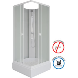 Душевая кабина Niagara 80x80 см P80/26Q/MT/BK со средним поддоном 26 см, профиль белый, стекло матовое - фото 