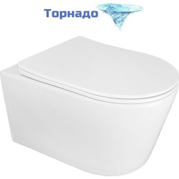 Унитаз подвесной безободковый Azario Ollin AZ-0513R с крышкой микролифт (Система смыва торнадо) - фото 