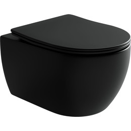 Унитаз подвесной безободковый Ceramicanova Play Rimless CN3001MB с крышкой микролифт, чёрный матовый, Цвет производителя: чёрный матовый - фото 