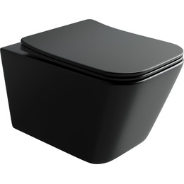 Унитаз подвесной безободковый Ceramicanova Metric Rimless CN3007MB с крышкой микролифт, чёрный матовый, Цвет производителя: чёрный матовый - фото 