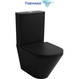 Унитаз-компакт безободковый Grossman GR-4449BMSQ с крышкой микролифт, чёрный матовый (Система смыва торнадо), Цвет производителя: чёрный матовый - фото 