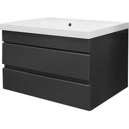 Тумба подвесная с раковиной AN Эстелла 80 см, графит - фото 