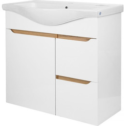 Тумба напольная с раковиной AN Келли 75 см, белый - фото 