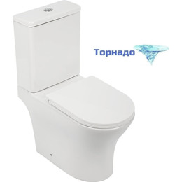 Унитаз-компакт безободковый AN Link с крышкой микролифт (система смыва Торнадо) - фото 