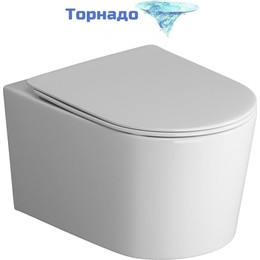 Унитаз подвесной безободковый Grossman GR-4499SQ с крышкой микролифт (Система смыва торнадо), Цвет производителя: белый - фото 