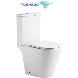 Унитаз-компакт безободковый Aquatek Либерти AQ2999T-00 с тонкой крышкой микролифт (система смыва Торнадо) - фото 