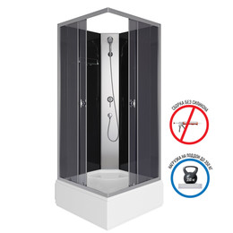 Душевая кабина Niagara Eco E90/26Q/TN/BK 90х90х195 см, средний поддон (30см), хром, стекло тонированное (безсиликоновая сборка) - фото 