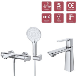 Набор смесителей Cezares: Смеситель для ванны LUX-VD-01 + смеситель для раковины LUX-LS-01-W0 (Новинка 2025) - фото 