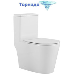 Унитаз-моноблок безободковый Azario Nimbus AZ-6080-AP с тонкой крышкой микролифт (система смыва Торнадо) - фото 