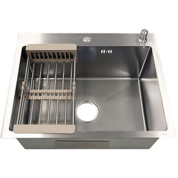 Кухонная мойка Azario Nicole AZS6050H (сифон, дозатор и коландер в комплекте) серебро соты - фото 