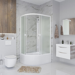 Душевая кабина Niagara 90x70 см P90/70/40R/MT/BK, с высоким поддоном 40см, профиль белый, стекло матовое, (безсиликоновая сборка) - фото 