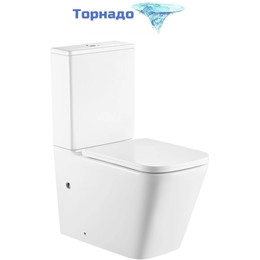 Унитаз-компакт безободковый SantiLine SL-5028 с тонкой крышкой микролифт (система смыва Торнадо) - фото 