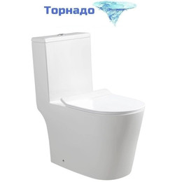 Унитаз-компакт безободковый SantiLine SL-5045 с тонкой крышкой микролифт (система смыва Торнадо) - фото 