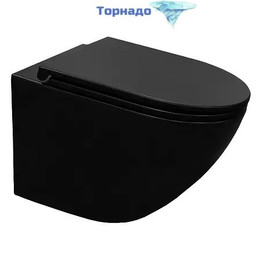Унитаз подвесной безободковый Azario Grado AZ-0046-UQ3-MB с крышкой микролифт, чёрный матовый (Система смыва торнадо) - фото 
