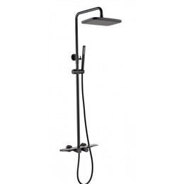 Душевая стойка с термостатом Grocenberg GB7038BL, чёрный матовый - фото 