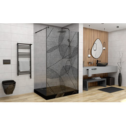 Душевая перегородка Avacan 110 см MB100 стекло (8 мм) с кронштейном в комплекте, чёрный/узор - фото 