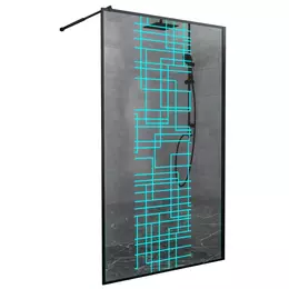 Душевая перегородка Avacan 120 см LB120 стекло (8 мм) с кронштейном в комплекте, чёрный/узор - фото 