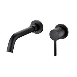 Смеситель для раковины настенный Grocenberg GB511BL (со скрытой частью) чёрный матовый - фото 