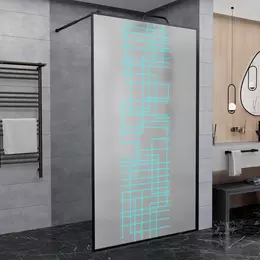 Душевая перегородка Avacan 100 см LB100MT стекло (8 мм) с кронштейном в комплекте, чёрный/матовое - фото 