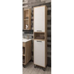 Пенал напольный EvaGold Olsen 35 см EG010043, белое дерево/дуб баррик - фото 