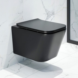 Унитаз подвесной безободковый EvaGold EG070009 с тонкой крышкой микролифт, чёрный матовый - фото 